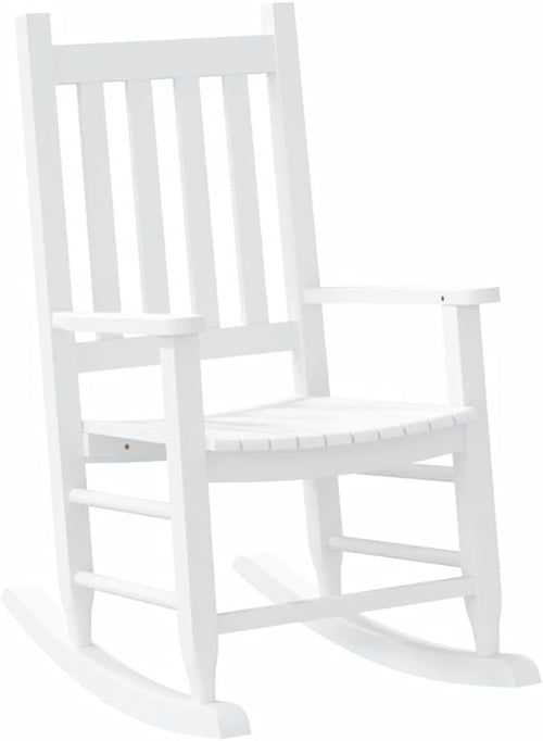 Rocking Chair for Kids Indoor/Outdoor - White Solid Wood, Safe & Durable