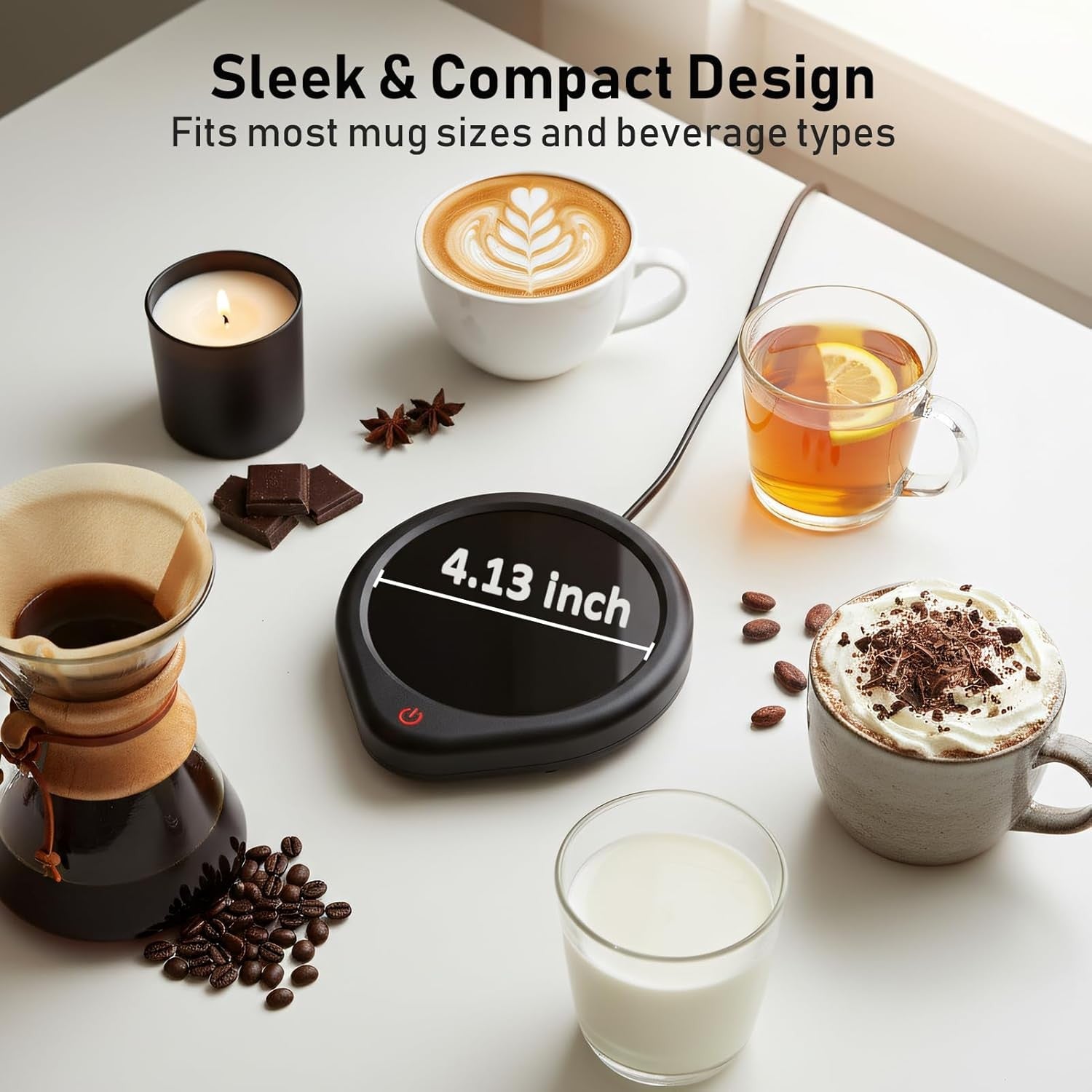 Coffee Mug Warmer Auto Shut Off Smart Desk Cup Heater Plate