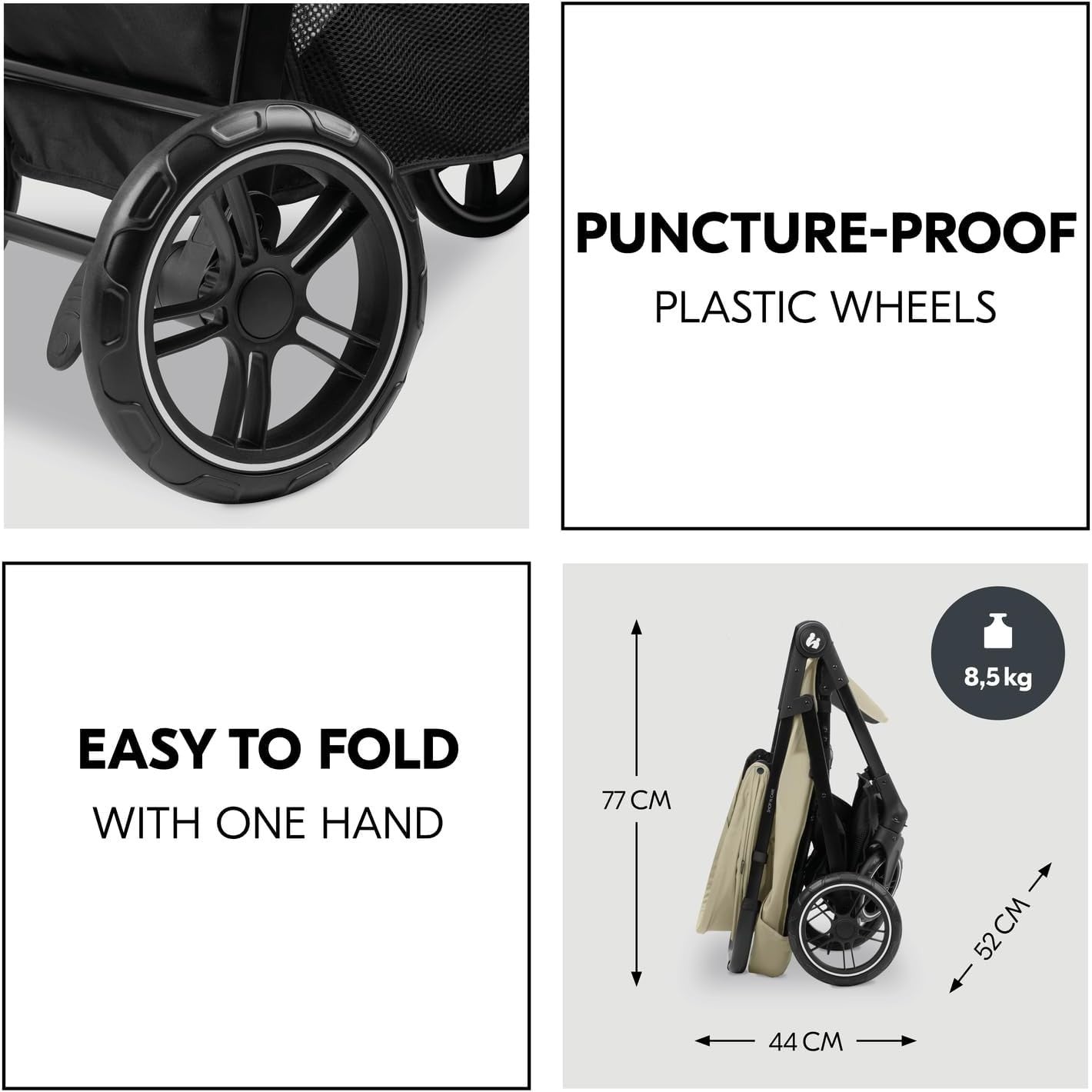3in1 Travel System Pushchair Pram Car Seat Set Lightweight Reclining Olive