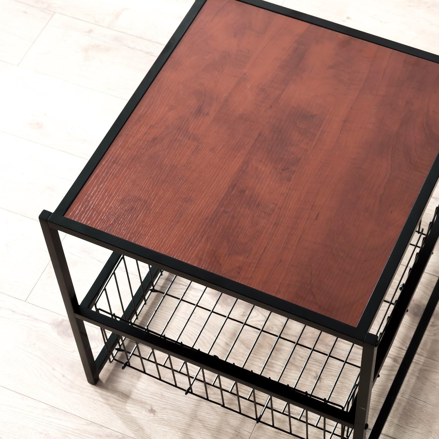 Square Side Table 51x51x51 cm | Nightstand & End Table w/ Shelf