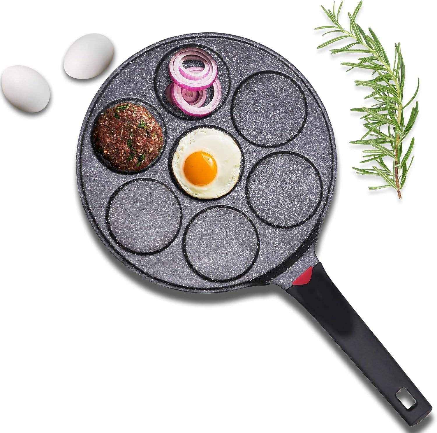 7-Cup Non-Stick Mini Pancake Pan 26cm Cast Aluminium Induction Safe