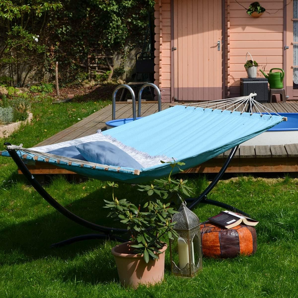 Double Hammock for 2 Adults with Spreader Bars | XXL Cotton Bed 200x120cm