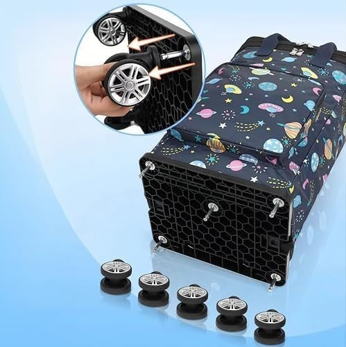 Insulated Folding Shopping Trolley Bag Wheels Telescopic Handle Grey