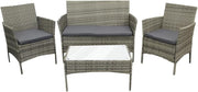 Outdoor Rattan Garden Sofa Set 4-Seater with Mixed Grey + Dark Grey Cushions