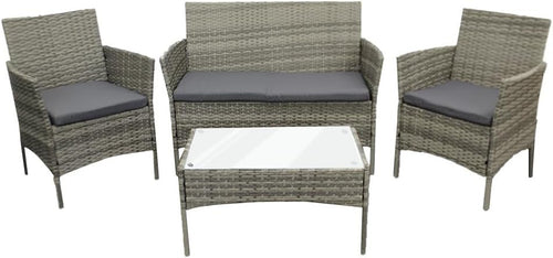 Outdoor Rattan Garden Sofa Set 4-Seater with Mixed Grey + Dark Grey Cushions