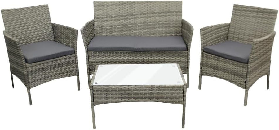 Outdoor Rattan Garden Sofa Set 4-Seater with Mixed Grey + Dark Grey Cushions
