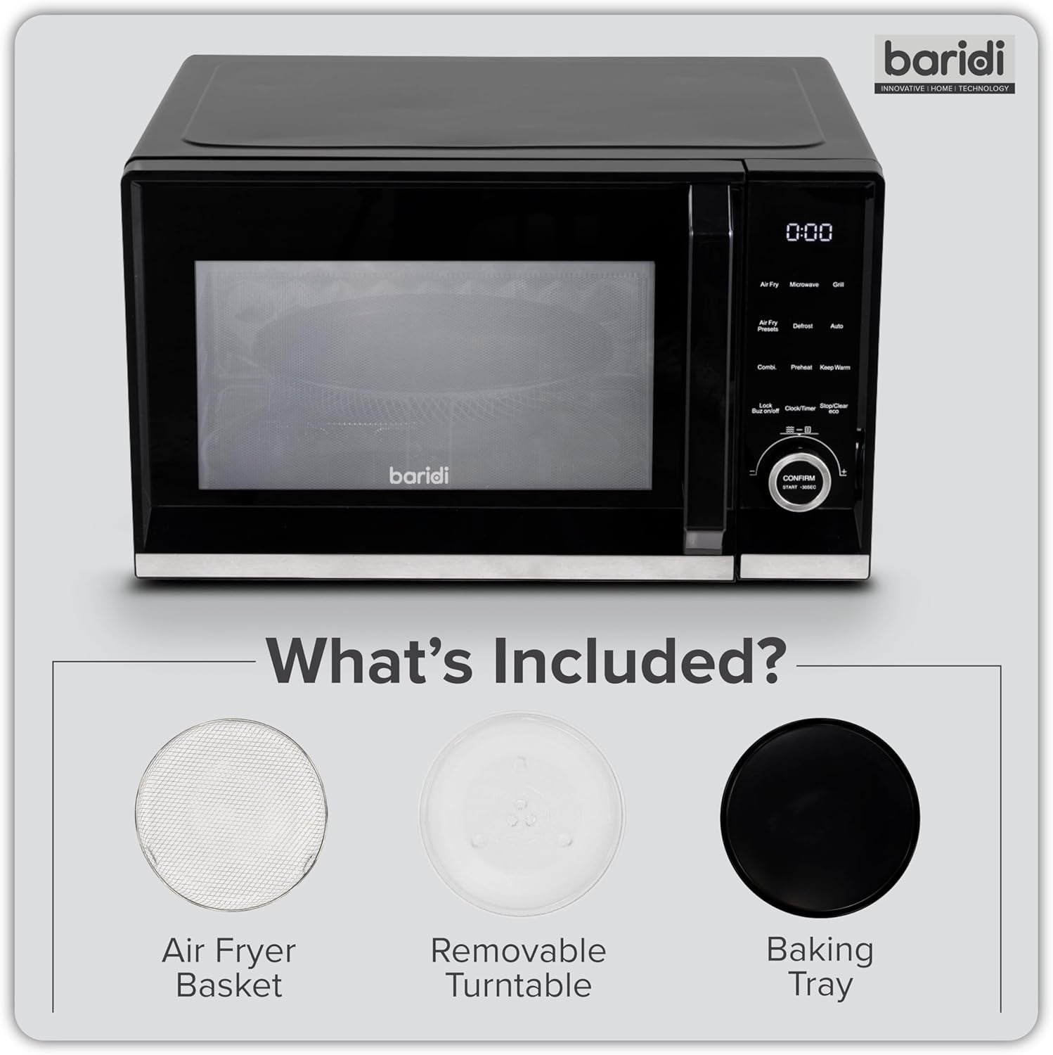 28L Microwave Air Fryer Oven 900W Grill Combo Black