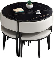 Round Office Meeting Table Set for 4 – Space-Saving Slate Table & Chairs