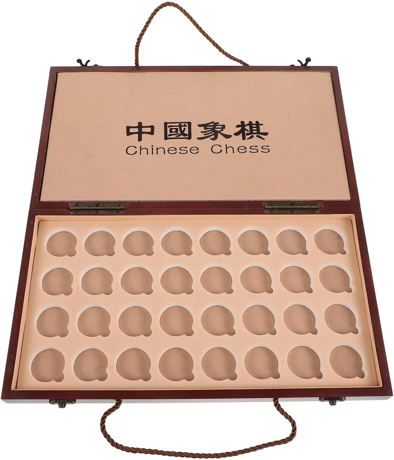 Wooden Xiangqi Travel Chess Set Storage Box Board 2 Player Game