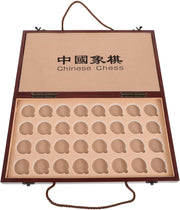 Wooden Xiangqi Travel Chess Set Storage Box Board 2 Player Game