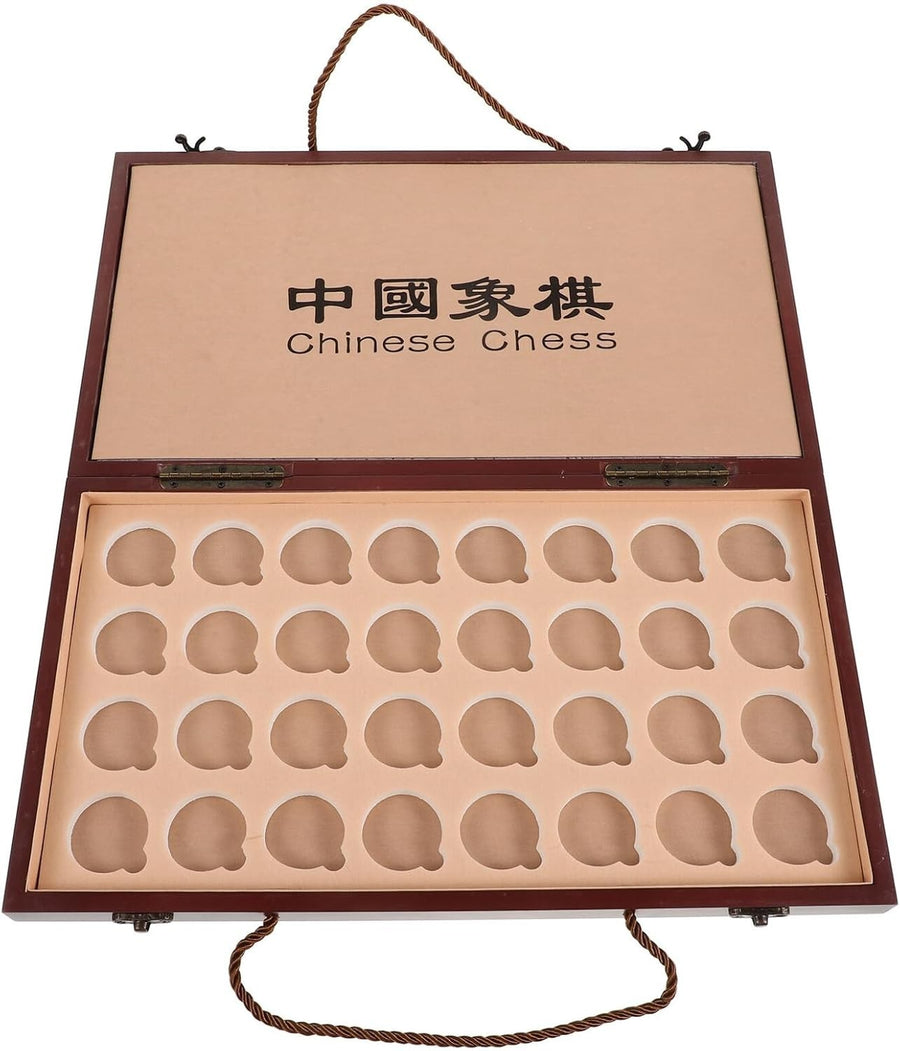 Wooden Xiangqi Travel Chess Set Storage Box Board 2 Player Game