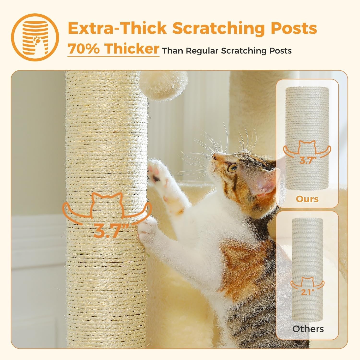 Large Cat Tree Tower 147cm Multi Level Thick Scratching Posts Condo