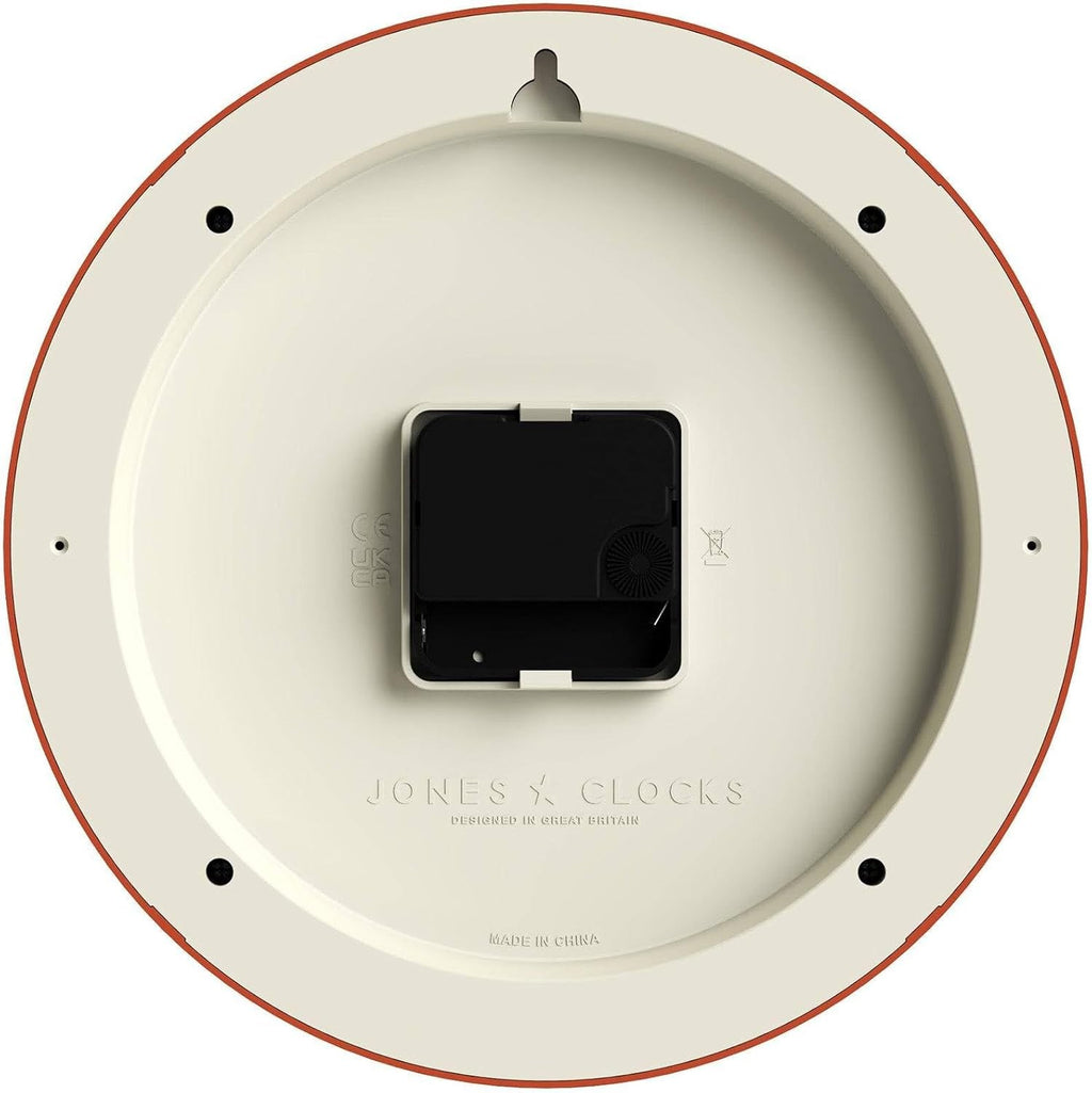 23cm Orange Wall Clock Modern Retro Design | Quiet Quartz | Kitchen Bedroom