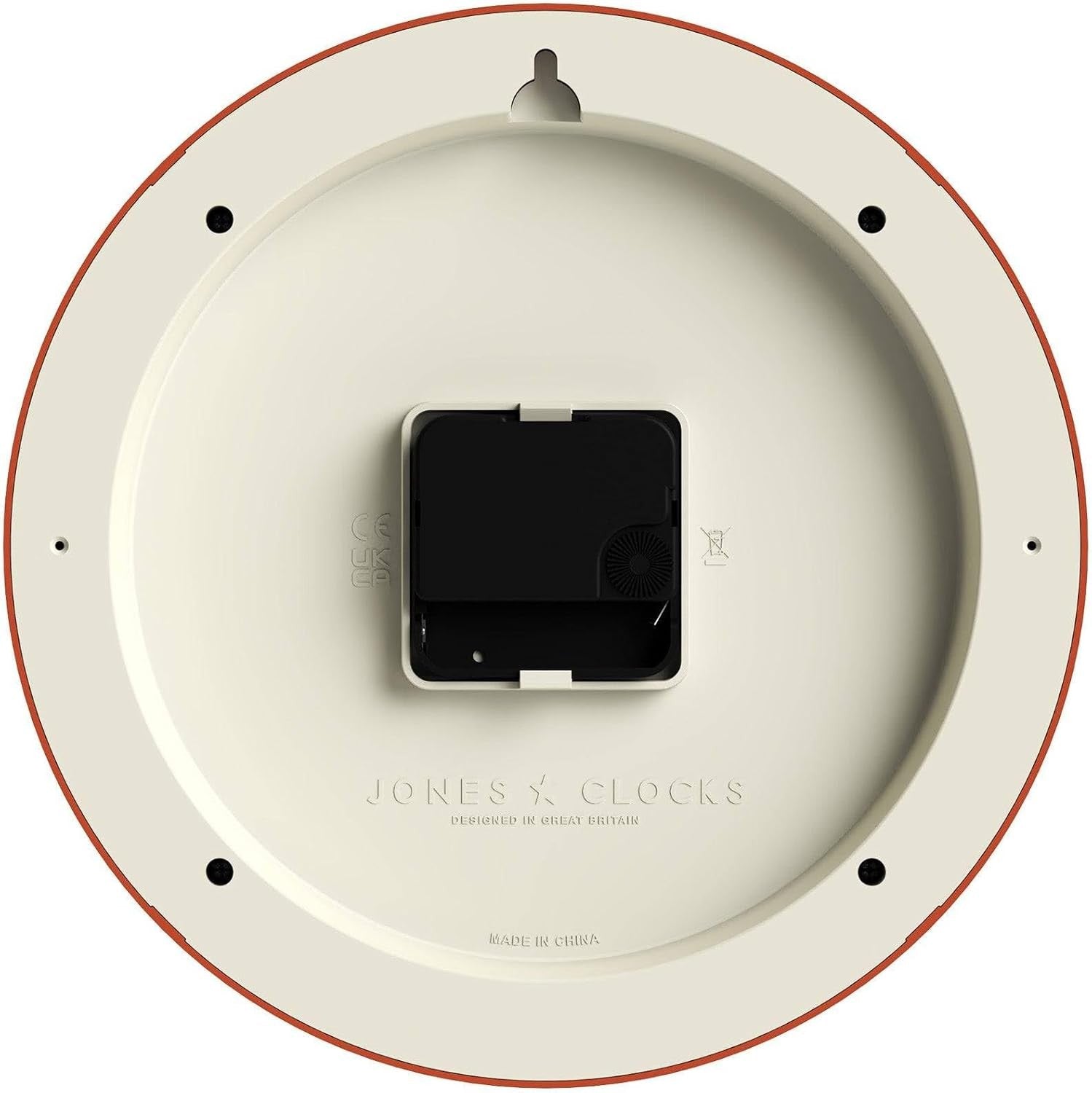 23cm Orange Wall Clock Modern Retro Design | Quiet Quartz | Kitchen Bedroom