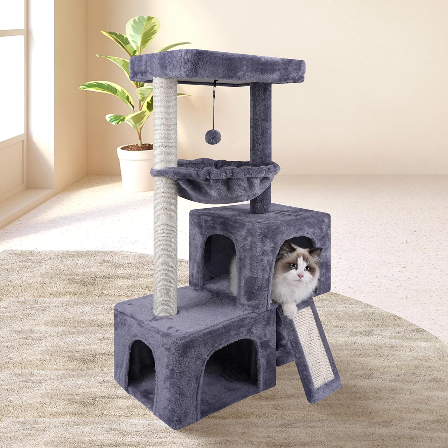 Cat Tree Tower with Condos Hammock Scratching Posts Indoor Cats