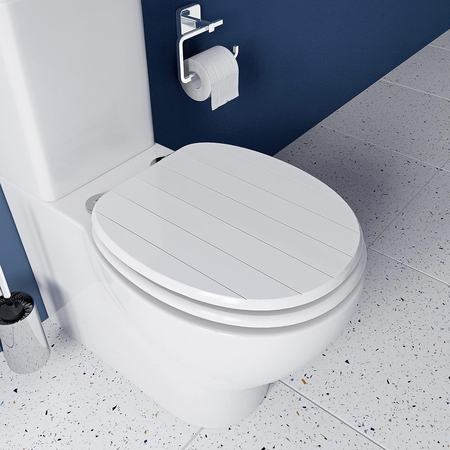 Hayward White Wooden Toilet Seat Oval Flexi-Fix Adjustable Hinges Antibacterial