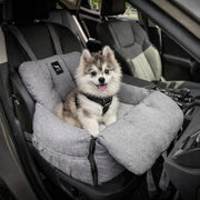 Premium Dog Booster Car Seat Washable Travel Bed Safety Leash Grey