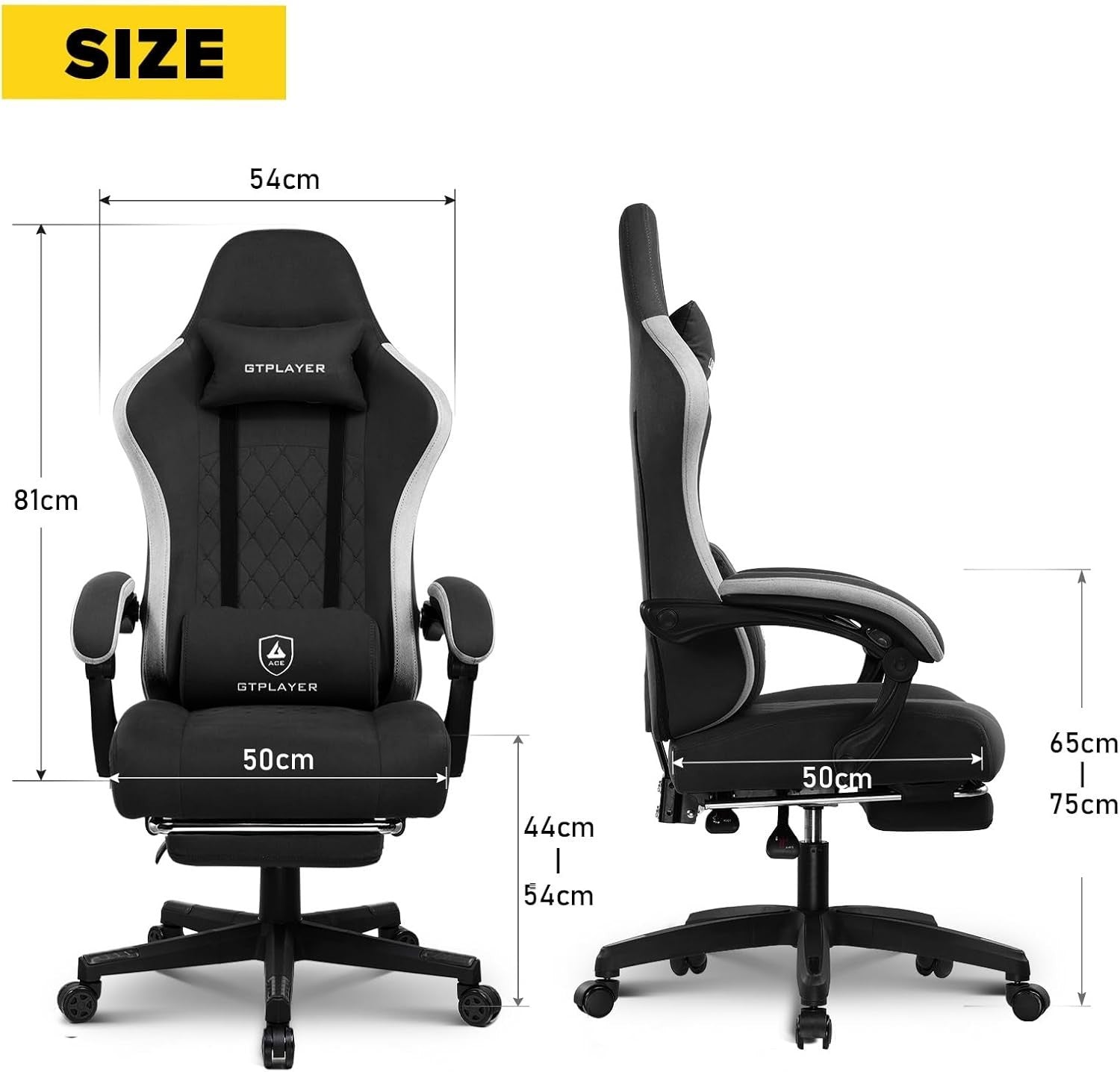 Gaming Chair PC Racing Seat Suede Fabric Tall Adult Recliner Office Desk Swivel