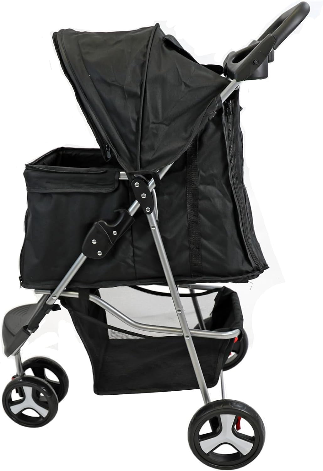 Black Foldable Pet Stroller 4 Wheel Puppy Pushchair Weather Shield 15kg