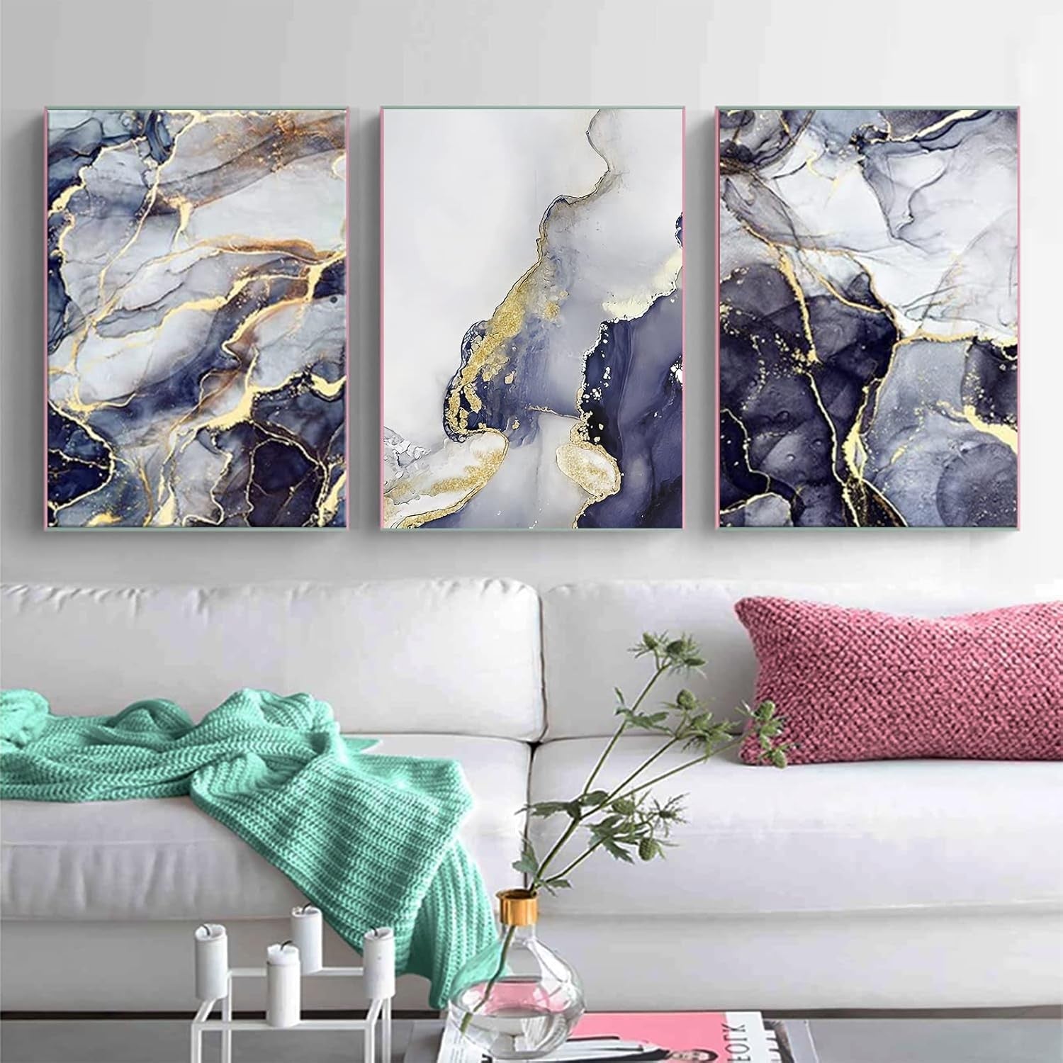 Abstract Marble Ink Painting Poster 3pcs 4.30x40 cm Modern Wall Art