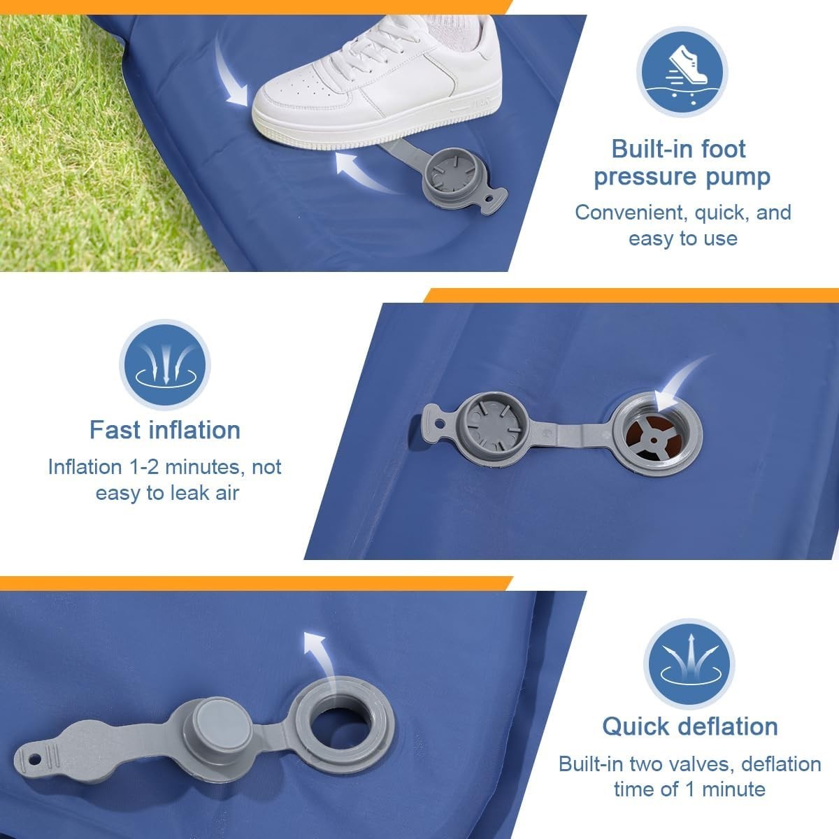 Ultralight Inflatable Camping Sleeping Pad with Built-In Foot Pump – Waterproof