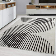 Modern Black White Geometric Rug Soft Non-Shedding Indoor Carpet 120x170cm