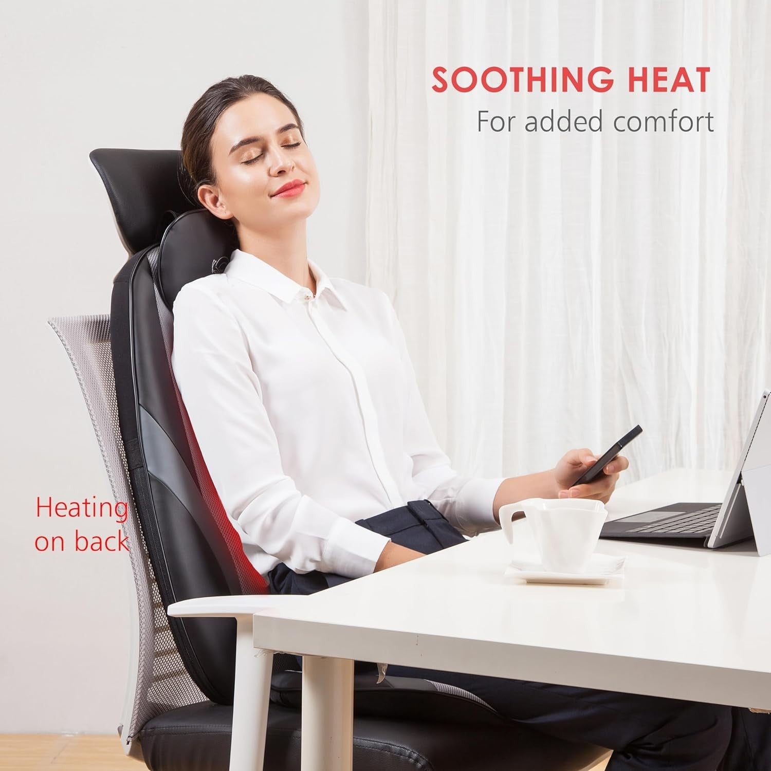 Shiatsu Back Massager with Heat Deep Kneading Massage Seat Cushion Grey