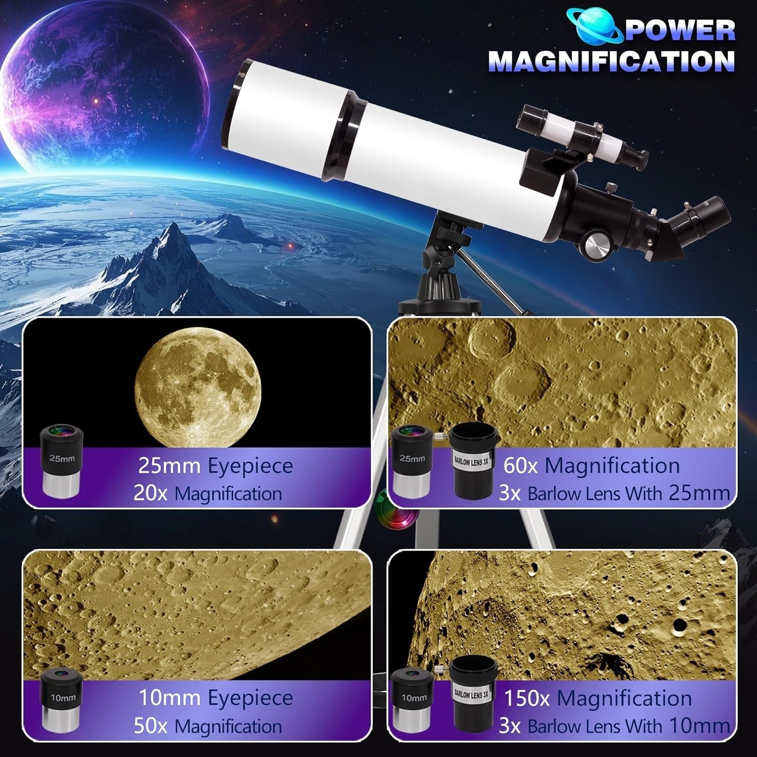 70mm Refractor Telescope for Adults & Beginners 500mm Focal Length