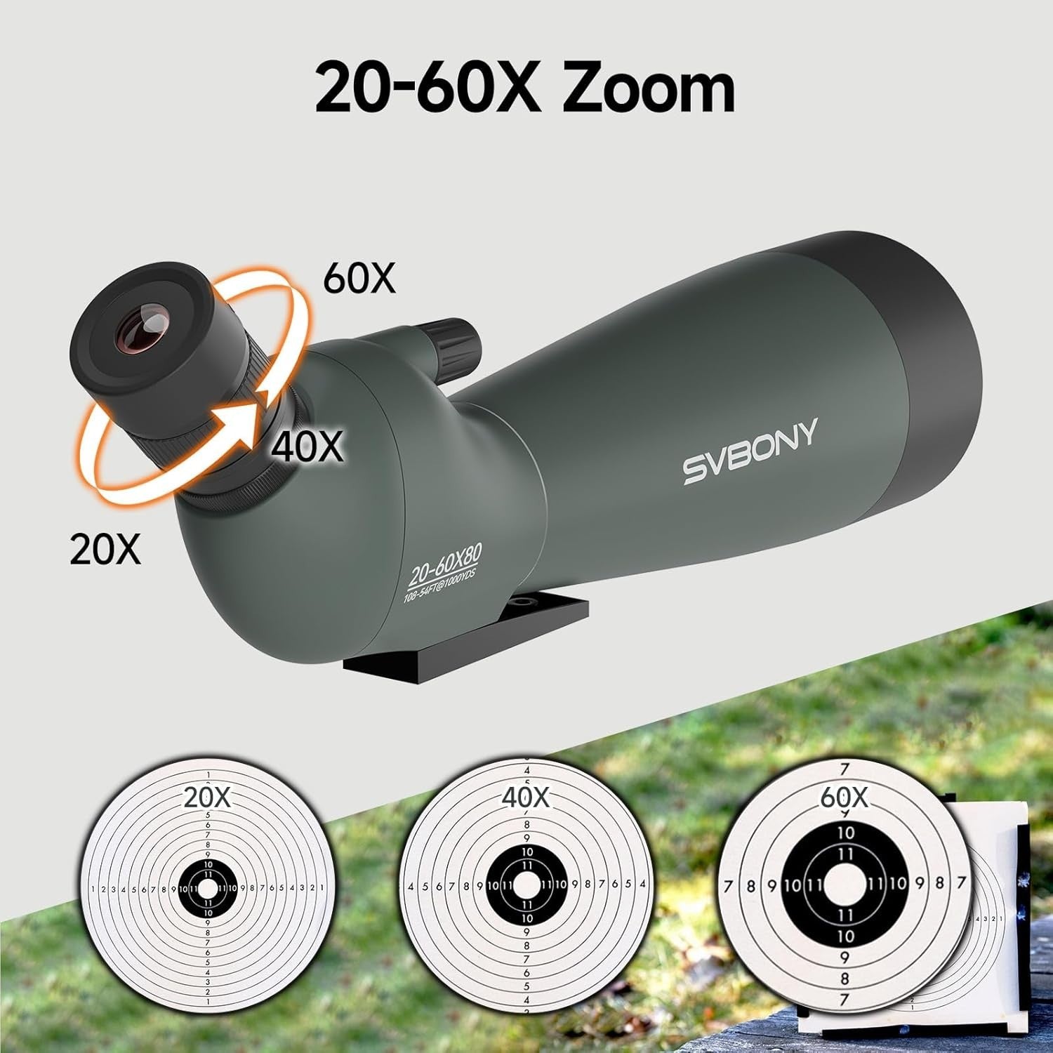 20-60x80 Spotting Scope HD FMC Waterproof Tripod Phone Adapter