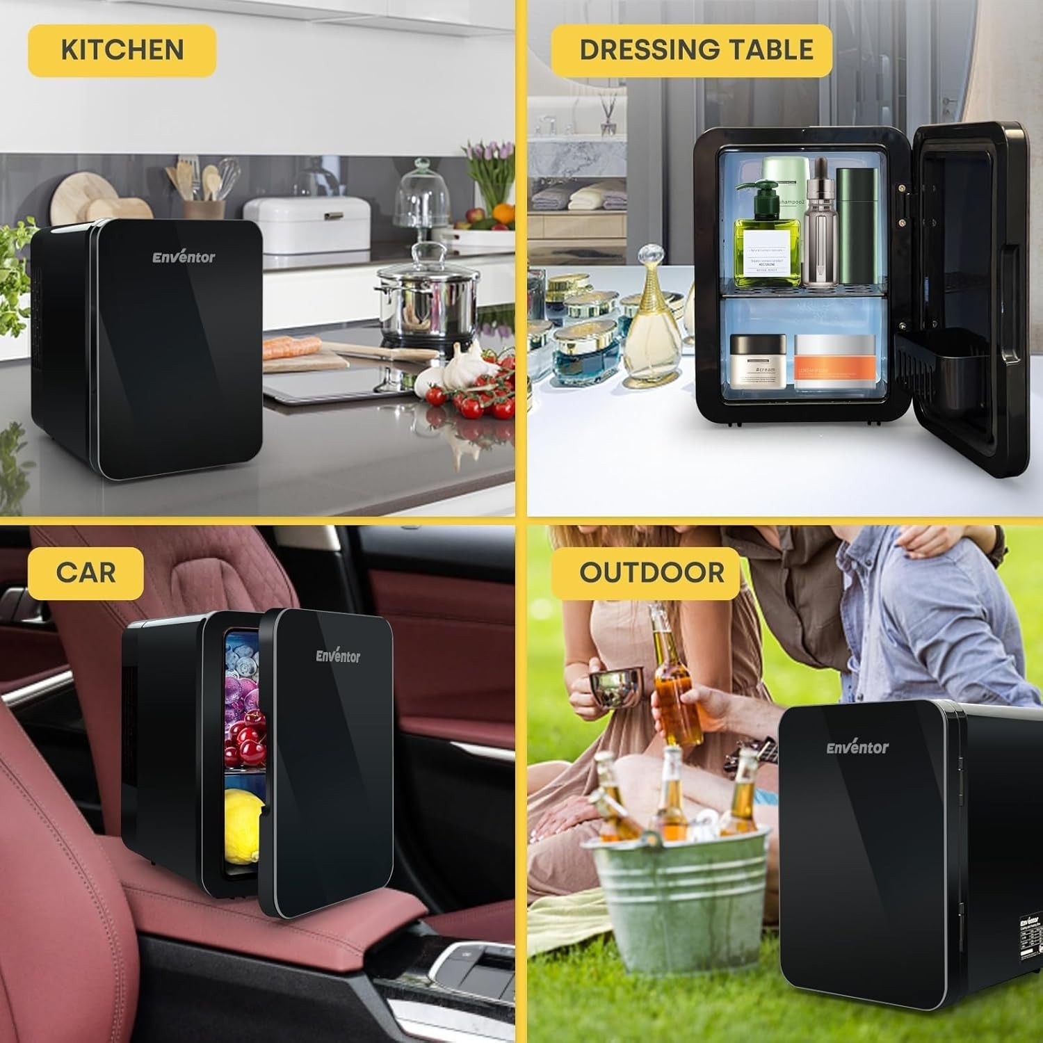 Mini Fridge 4L Portable Cooler & Warmer Compact Countertop Black