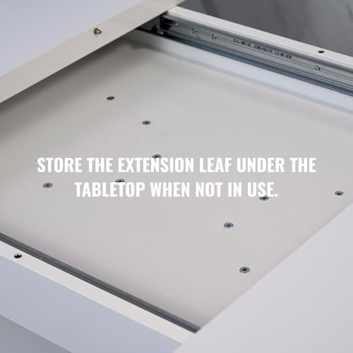 Extendable White Stone Dining Table 140-180cm Modern Foldable Kitchen