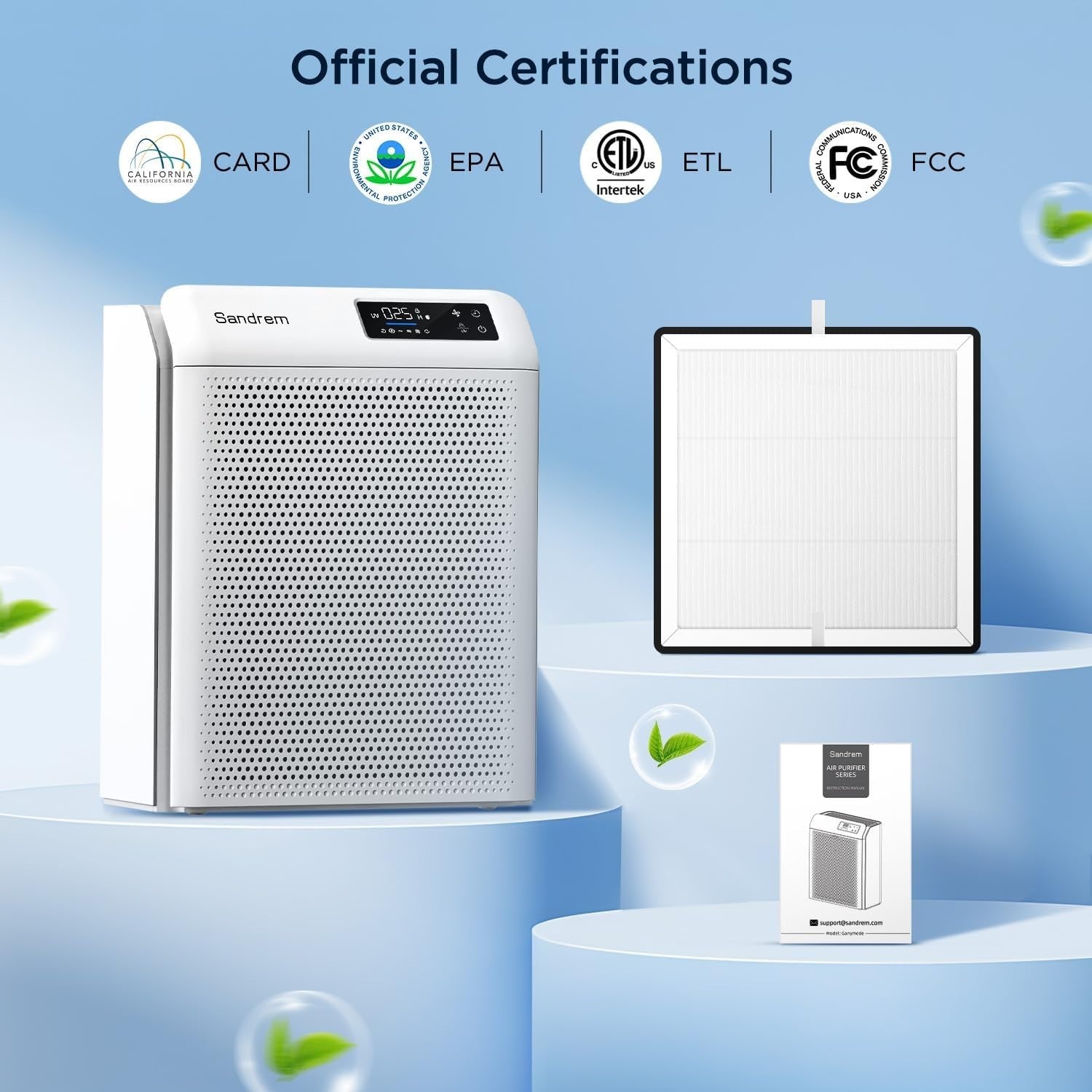 H13 HEPA Air Purifier 300 CADR Auto Sensor Quiet Sleep Child Lock