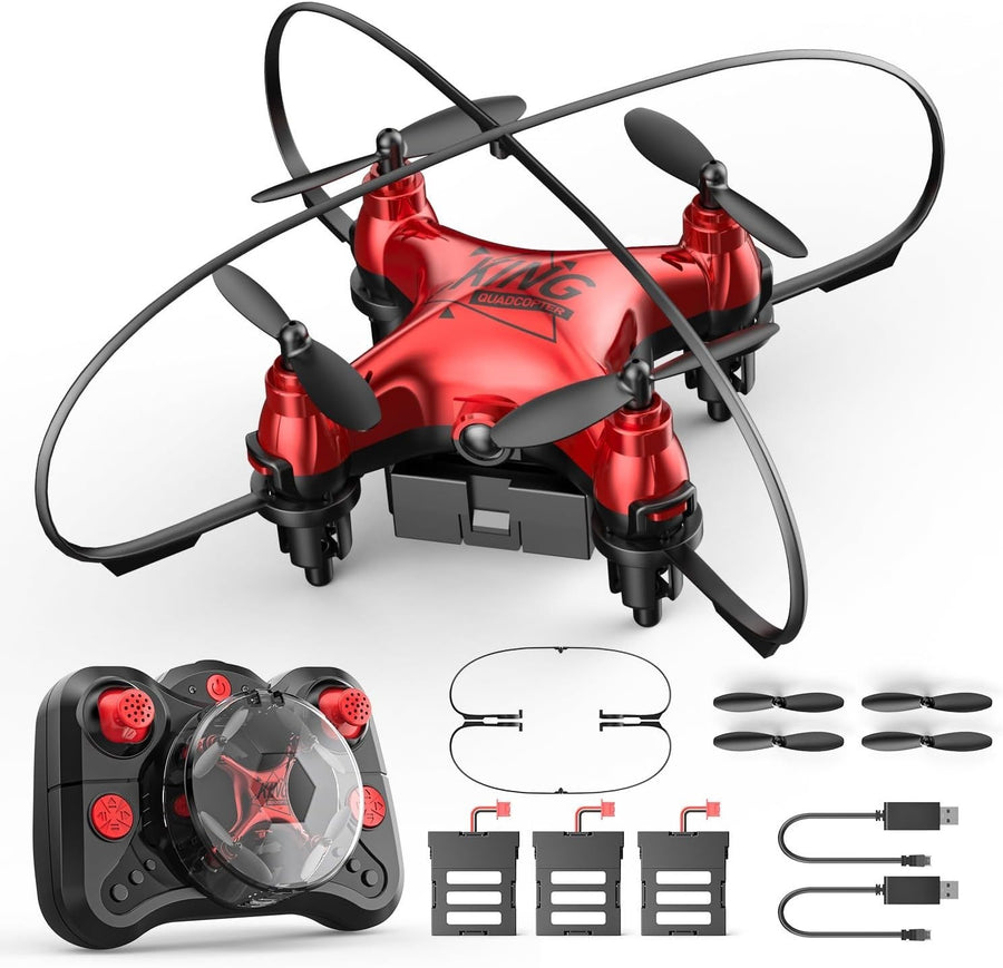 Mini Kids Drone with 3 Batteries, Auto Hover, 3D Flip & Headless Mode – Red