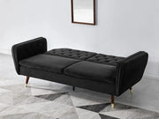 3 Seater Black Velvet Sofa Bed Click Clack Recliner Guest Bed Modern