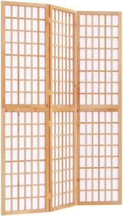 3 Panel Japanese Style Folding Room Divider 120x170cm – Natural Wood & Rice Pape
