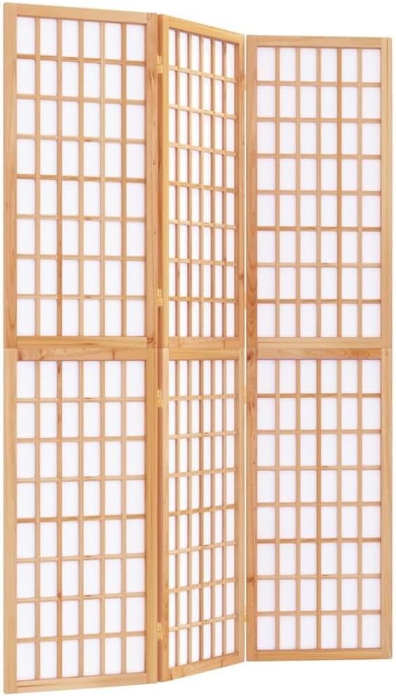 3 Panel Japanese Style Folding Room Divider 120x170cm – Natural Wood & Rice Pape