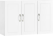 Wall Mounted Bathroom Cabinet with Adjustable Shelf & 3 Doors, White