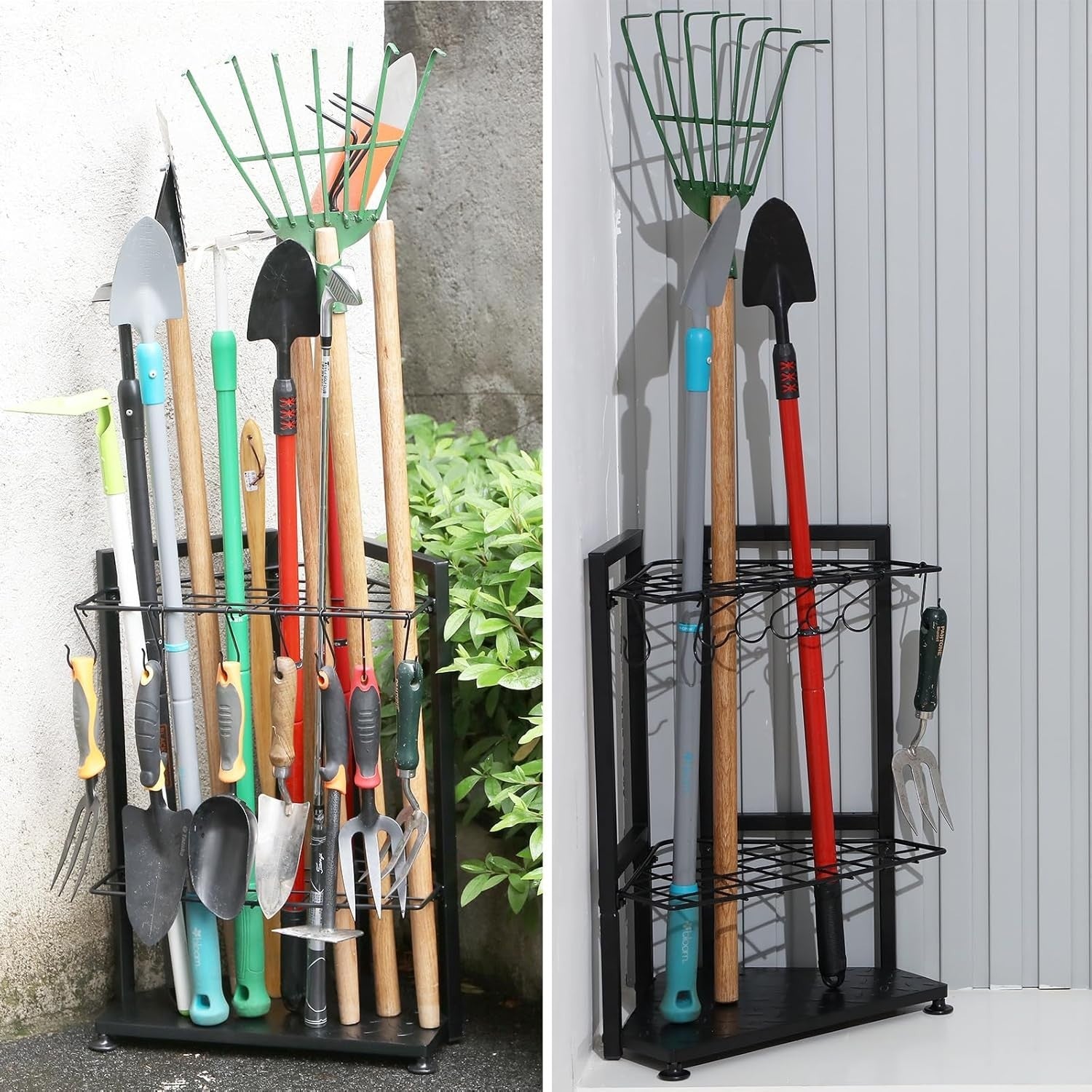 Triangle Corner Tool Rack 43x30x61cm Free-Standing Garden & Garage Organizer