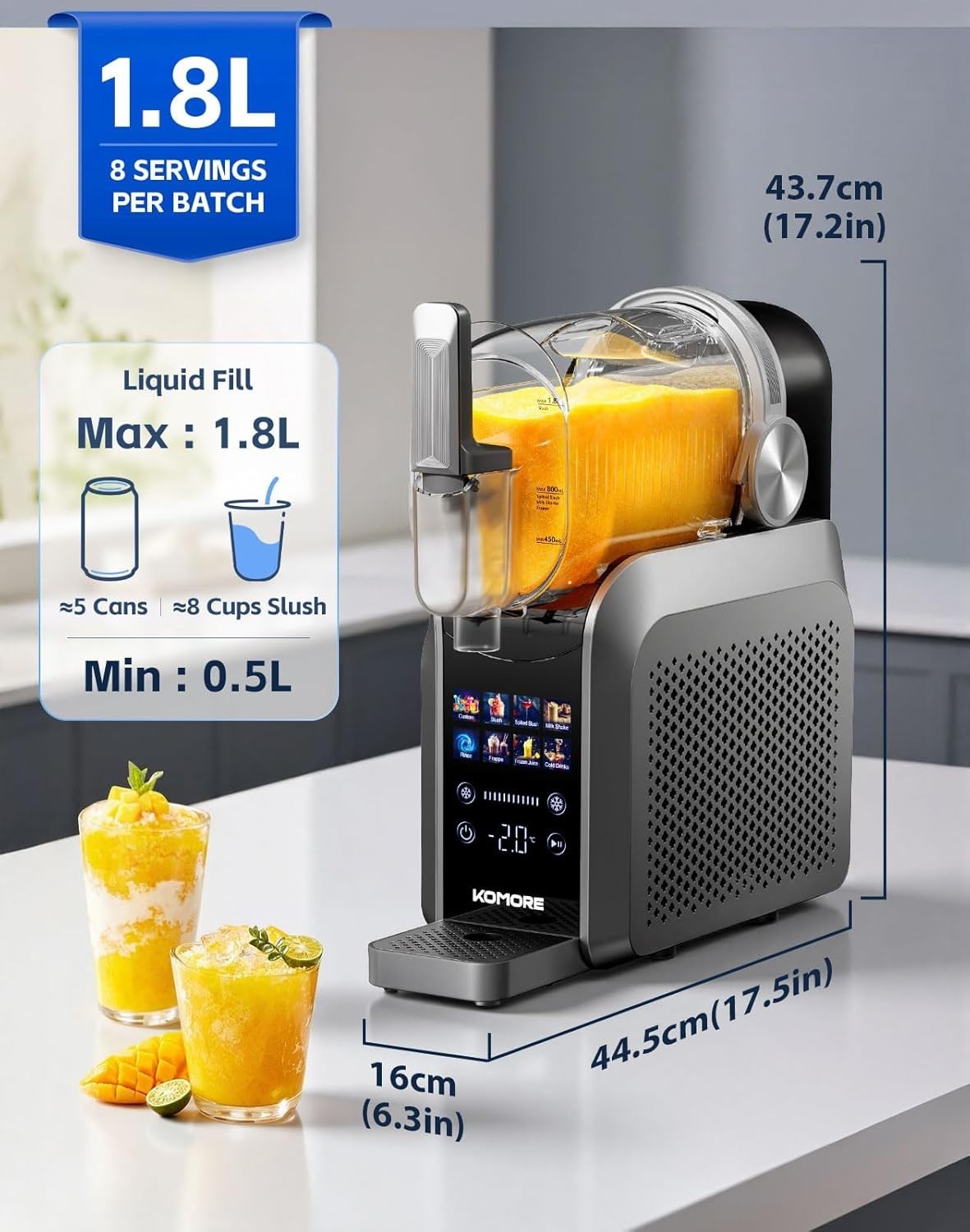 Frozen Slush Drink Maker 2L No Ice Self Cleaning 7 Presets Touch Screen