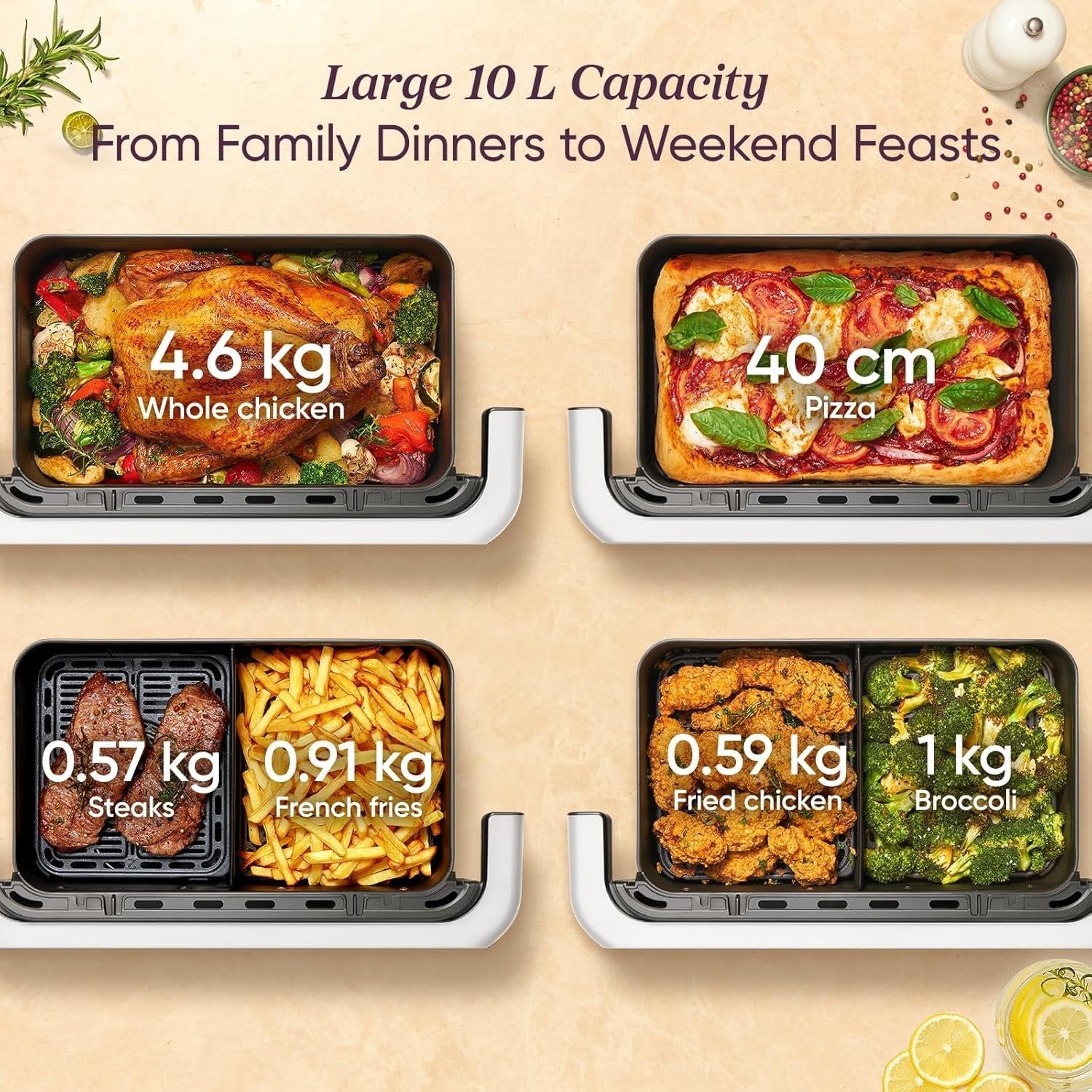 10L Dual Zone Air Fryer | Flexible Single/Dual Basket | Dual Blaze Even Heating