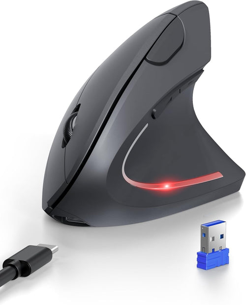 Vertical Ergonomic Mouse Bluetooth Rechargeable 4800 DPI Grey
