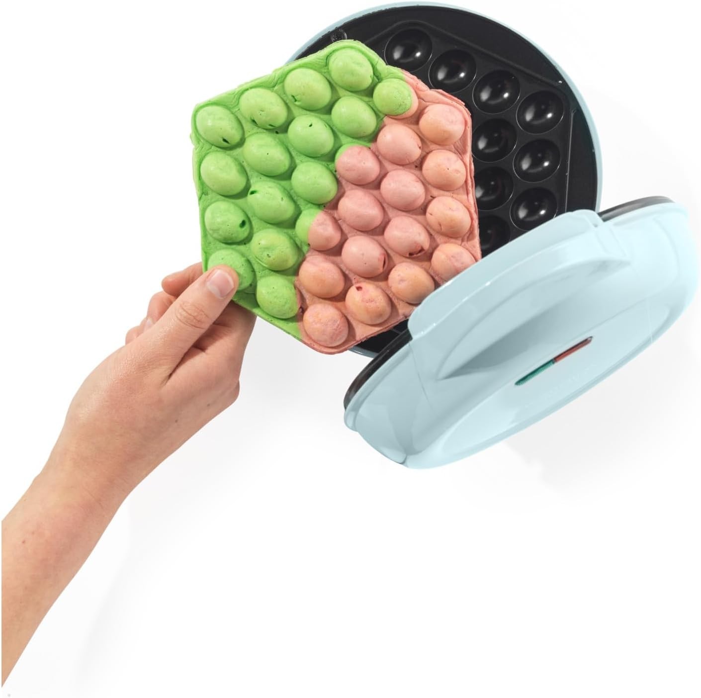 Bubble Waffle Maker Hong Kong Egg Waffle 18cm Non Stick Blue