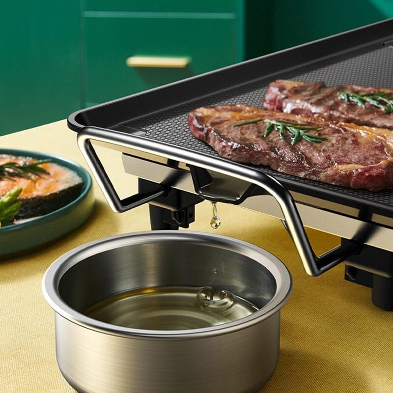 Teppanyaki Electric Grill 1360W BBQ Hot Plate Table Top Griddle 40x23cm UK Plug