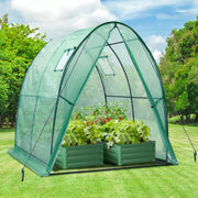 Portable Tunnel Greenhouse 1.8x1.8x2m Heavy Duty PE Cover with Mesh Windows