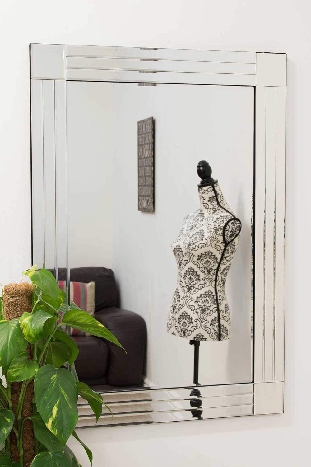 Silver Bevelled Wall Mirror 70x100cm – Modern Venetian for Living Rooms
