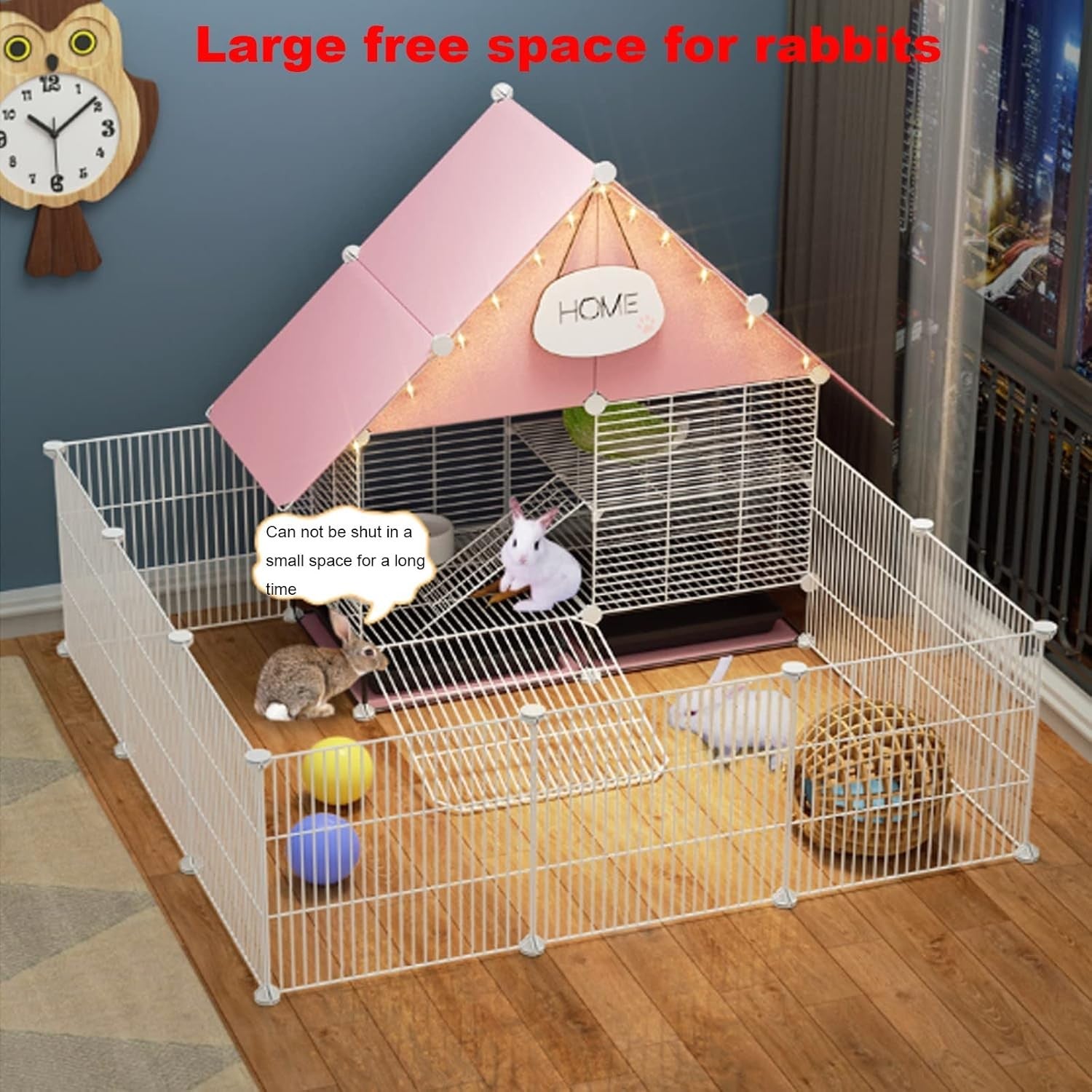 2-Story Rabbit Cage Indoor Large Metal Hutch Secure Small Animal Enclosure