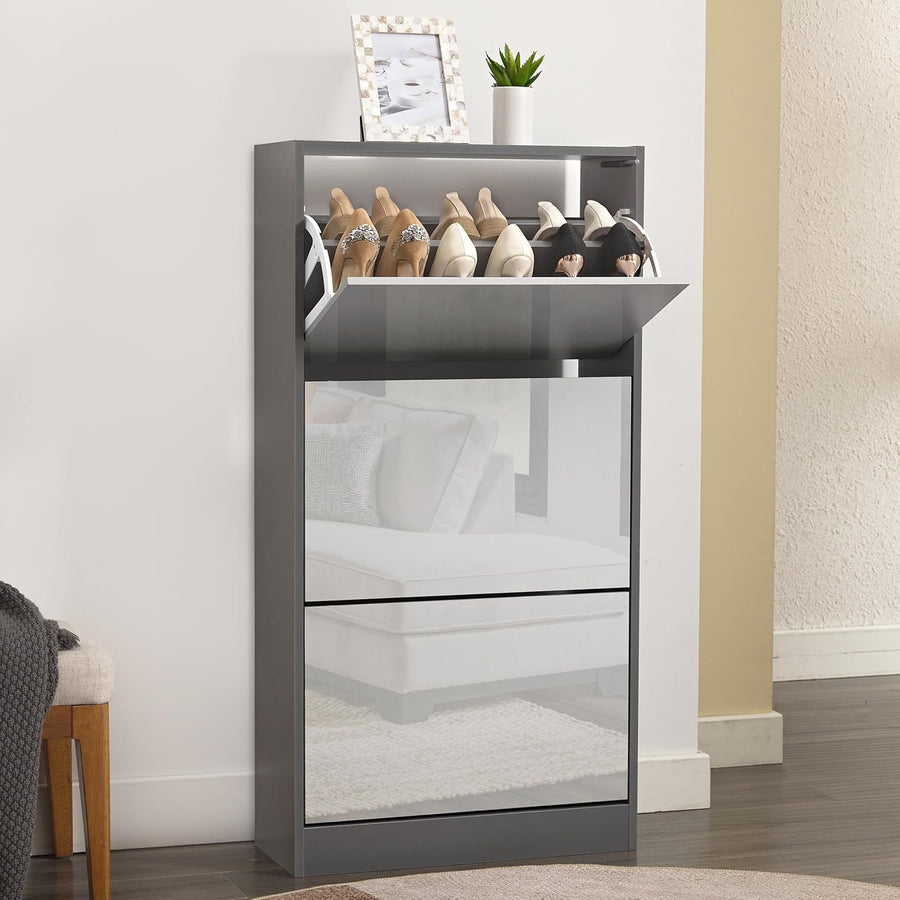 Slim High Gloss 3 Drawer Shoe Cabinet – Space-Saving Storage Organizer