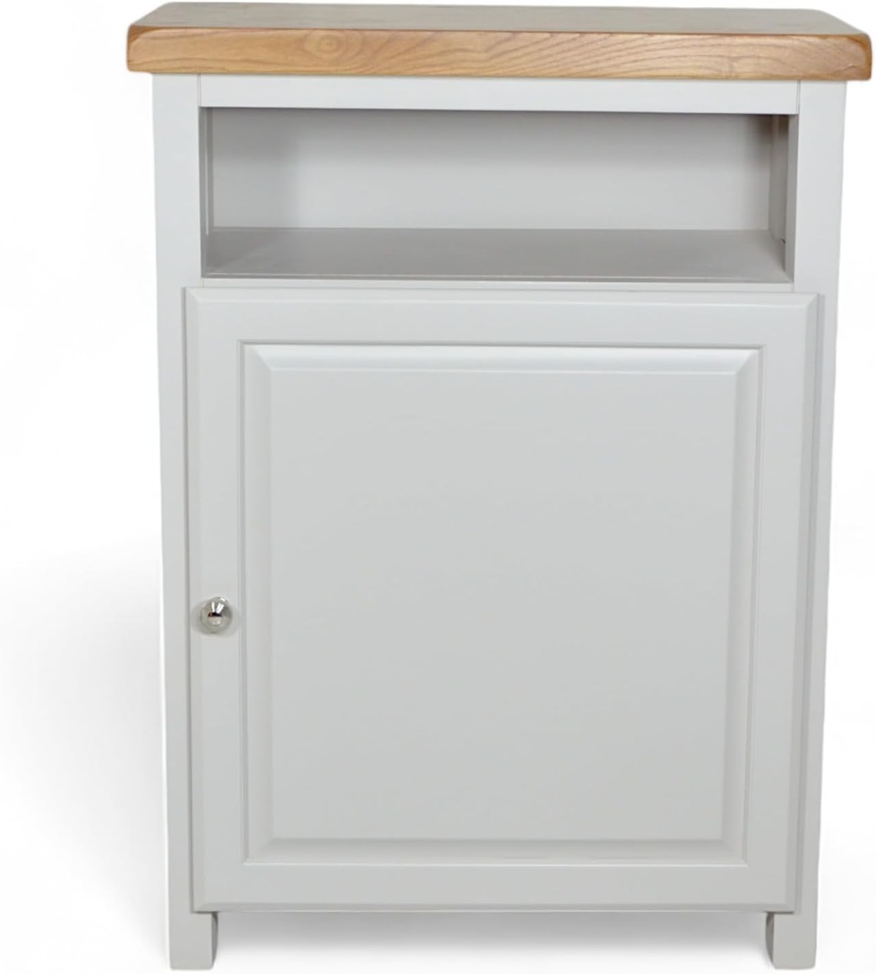 Painted Shoe Storage Cabinet with Oak Top Grey Hallway Cupboard 64x35x88cm
