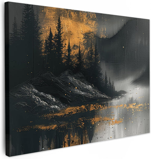 Gold Black Forest Canvas Wall Art 40x30cm Modern Framed Print
