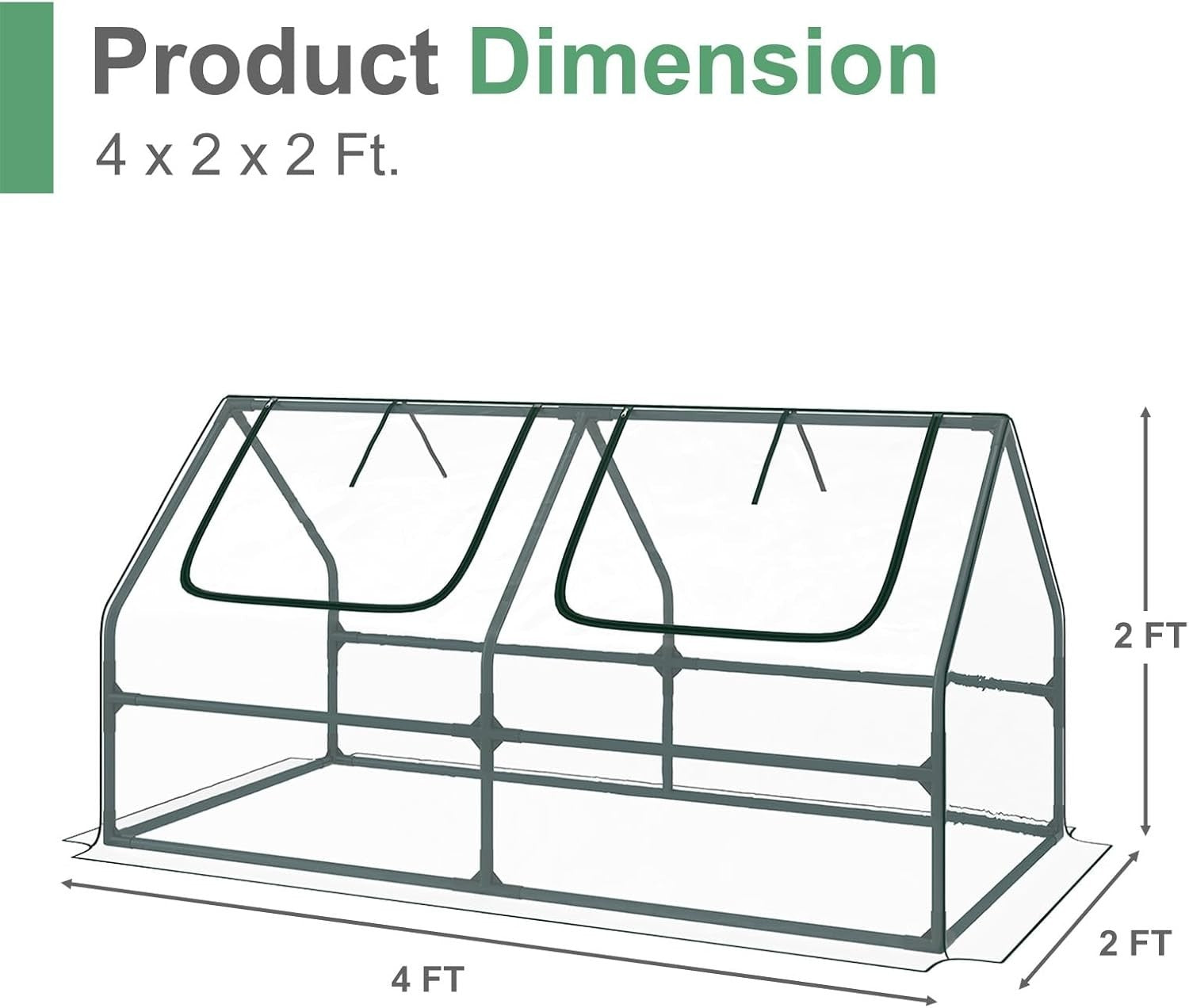 Mini Garden Greenhouse UV Protected Waterproof Plant Shelter with Zipper Doors